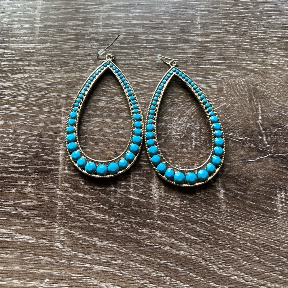 Teardrop Turquoise and Gold Earrings